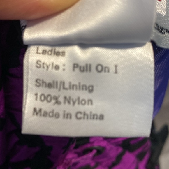 Obermeyer Womens 8 Purple Houndstooth Nylon Pull On I Lightweight Wind Ski Pants - Picture 7 of 7